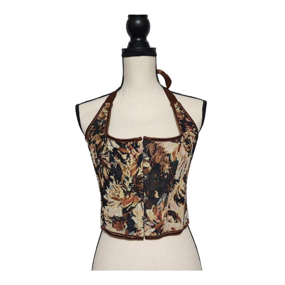 Cottagecore Tapestry Floral Bustier Corset Top Size XL Fairy Renaissance Romance